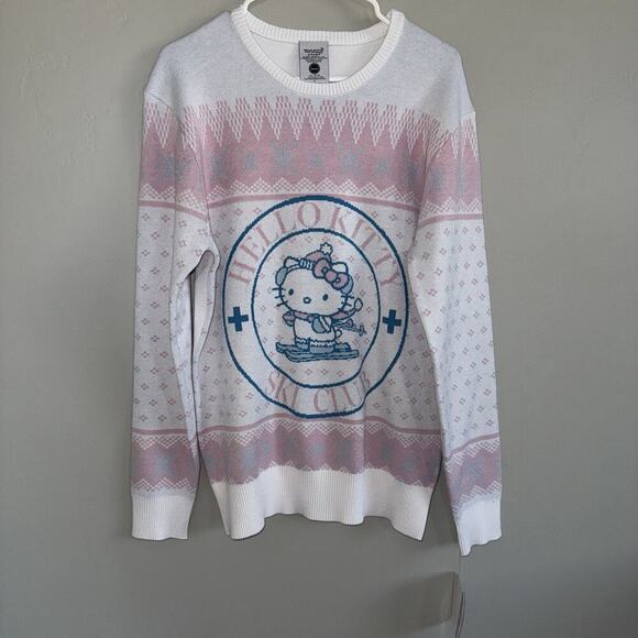 NWT Hello Kitty Ski Club Snow Angel Crew Sweatshirt Woman Junior S Pink Sanrio - Picture 2 of 7